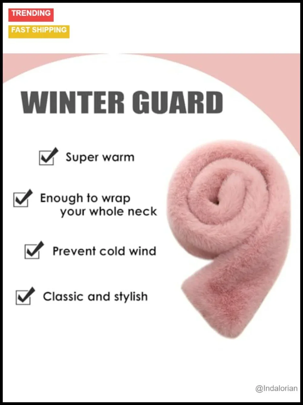 Faux Fur Loophole Scarf with Plush Collar, Machine Washable Neck Shrug